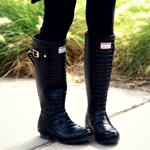 hunter jimmy choo crocodile rain boots